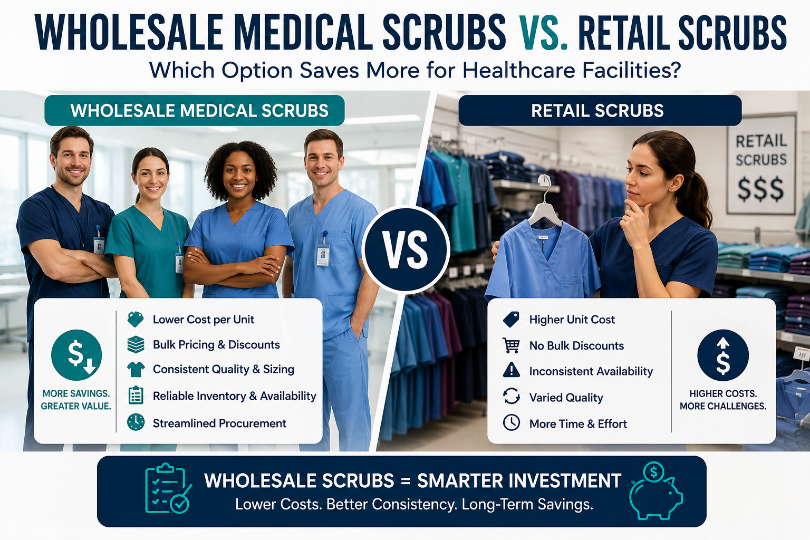 Wholesale Medical Scrubs vs. Retail Scrubs: Which Option Saves More for Healthcare Facilities?